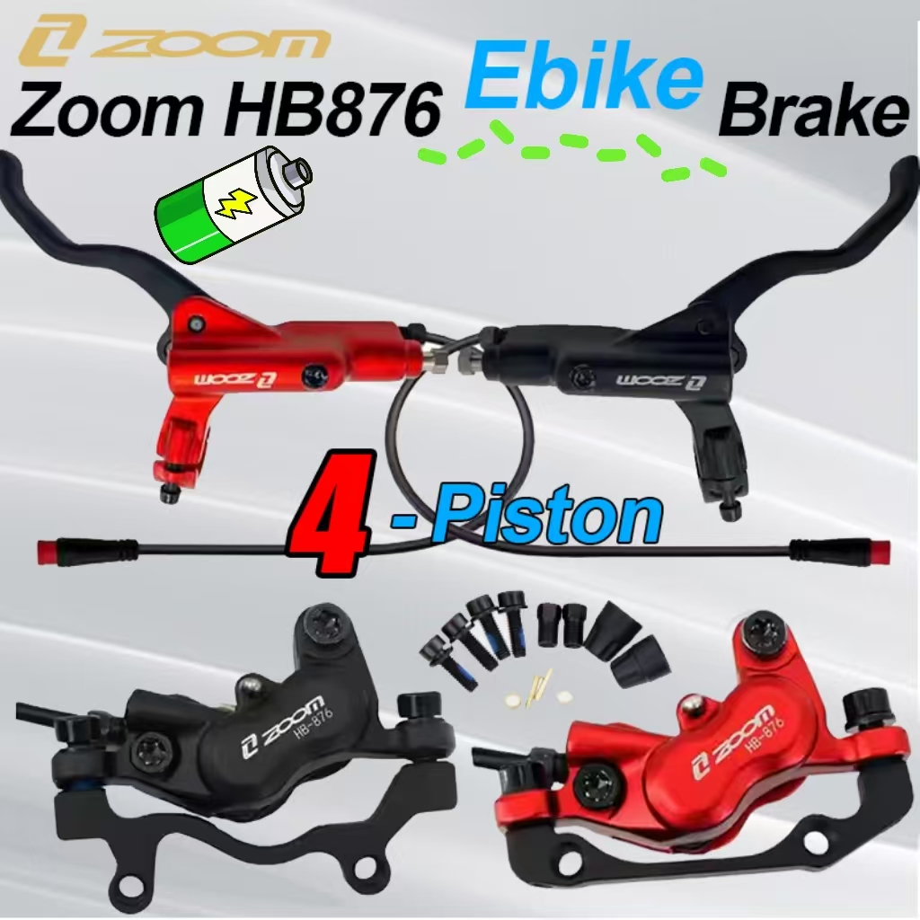 Zoom Hydraulic Brake 4 Piston E-Scooter - ZOOM HB-876E E-Bike 4-Kolben-hydraulische Scheibenbremse Set