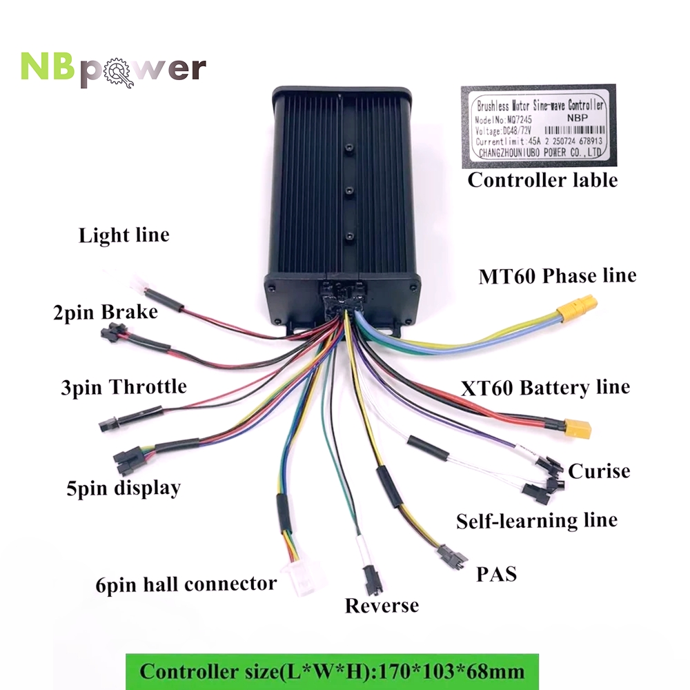 72V 45A Dual Controller - Dual-Mode NBpower 48V/72V 45A Sinuswellen-Ebike-Controller für