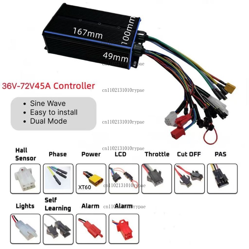 Zweikanaliger 36V 48V 52V 60V  – 72V 45A Dual Controller Bewertung und Preis